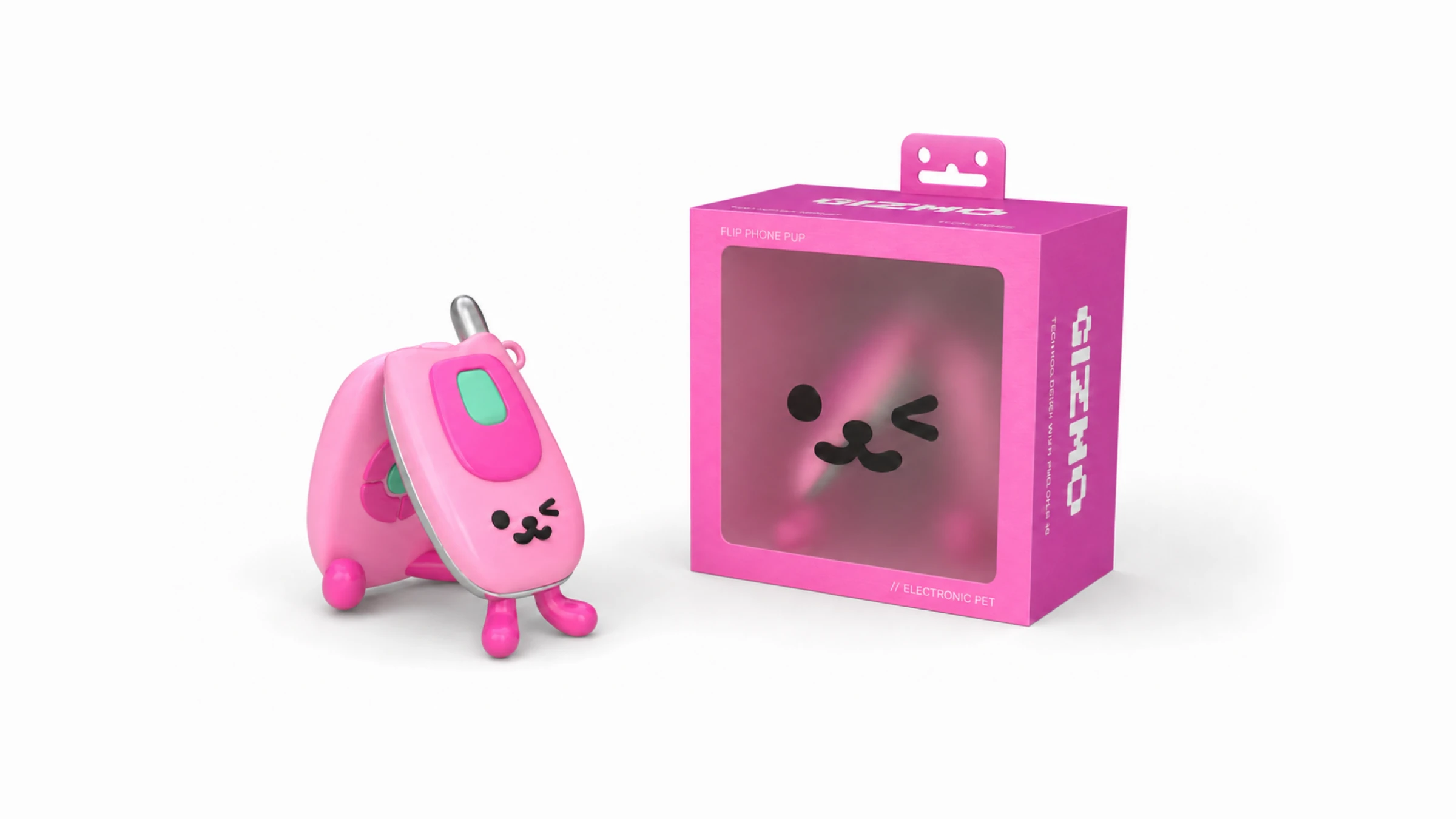 Flip Phone Pup retail packaging